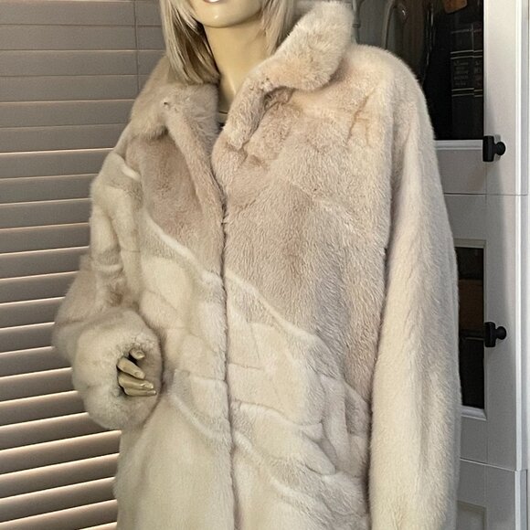 Women Beautiful Shadow Authentic Mink Fur 3/4 Coat Sz 10-12 - Picture 7 of 9